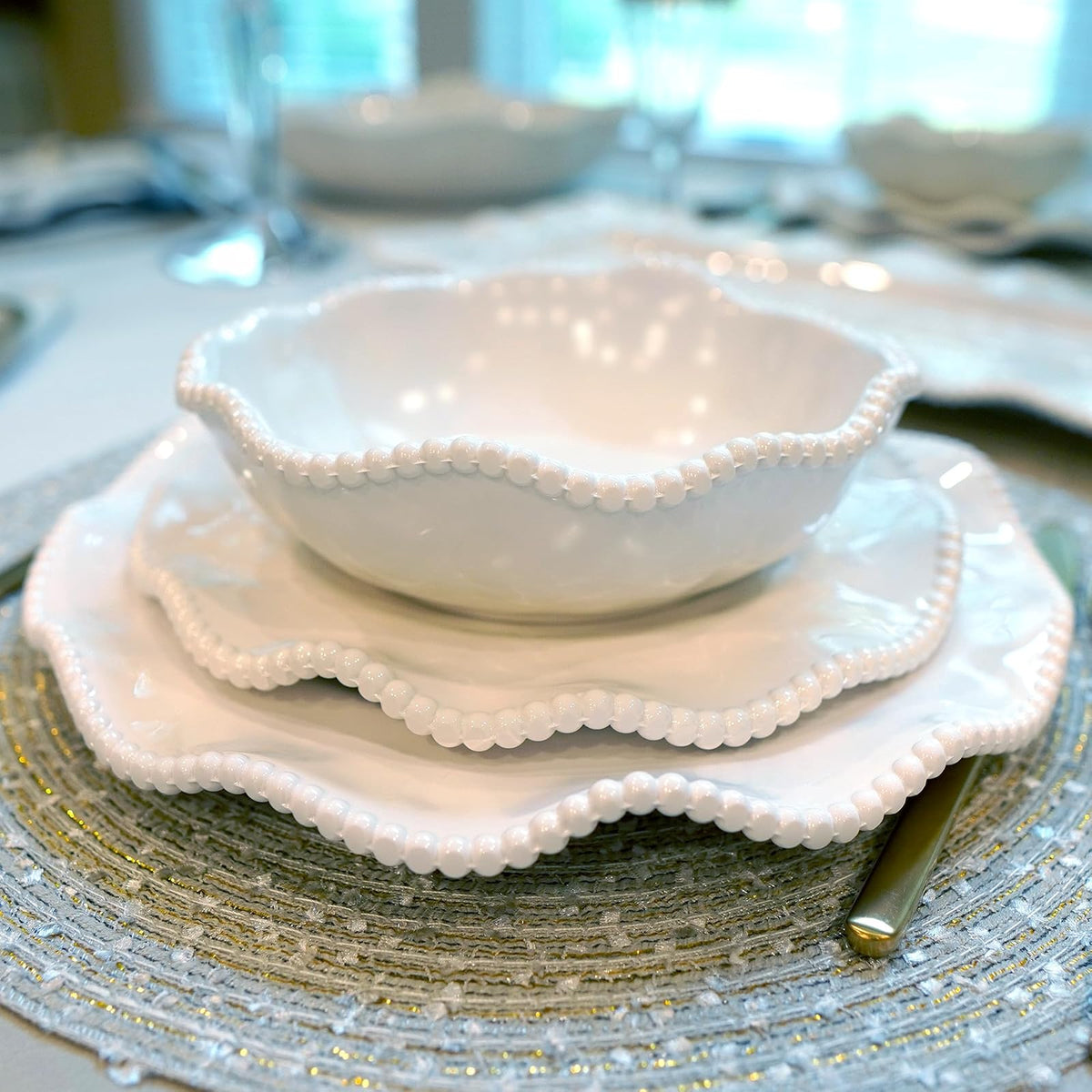 Certified International 27421SET4 Vajilla de crema de perleta, platos,