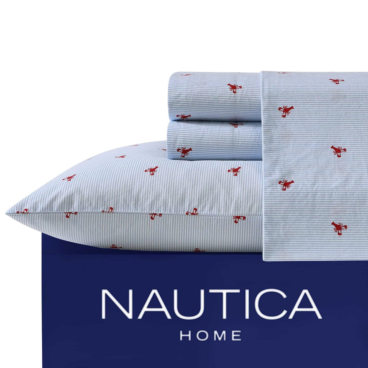 Nautica - Juego de sábanas de percal de algodón, decoración Casual para el hogar (Rojo de la Langosta, King)
