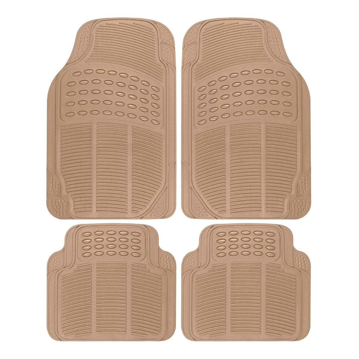BDK MT654PLUS Alfombrilla Universal de Hule para Piso Resistente al Clima, 4 Piezas, Beige - Beige