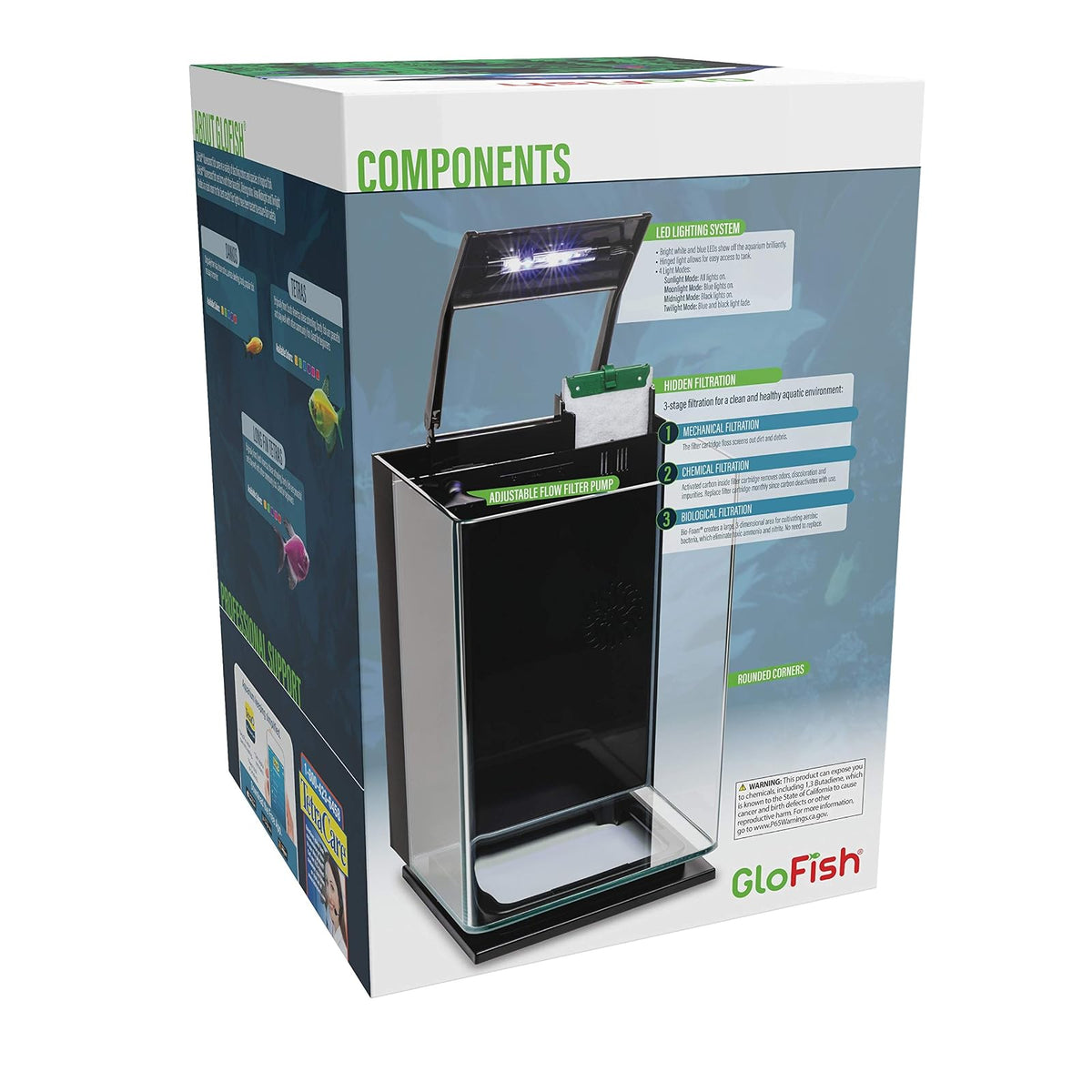 GloFish Aquarium Kit 5 gallon, Includes Hinged Cycle Light & Hidden filtration