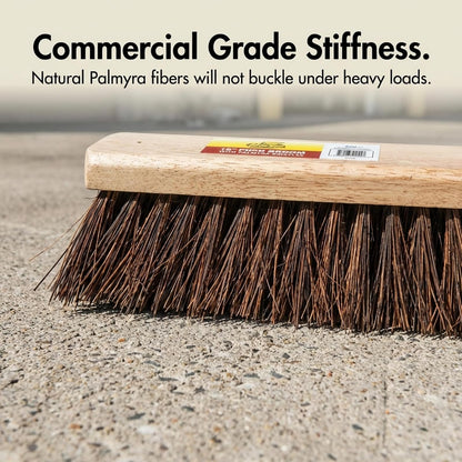 Bristles 4218 - Cabezal de Escoba de Empuje para Exteriores de 45,7 cm, Bloque de Madera Dura Resistente, Fibras de Palmyra rígidas, Color café