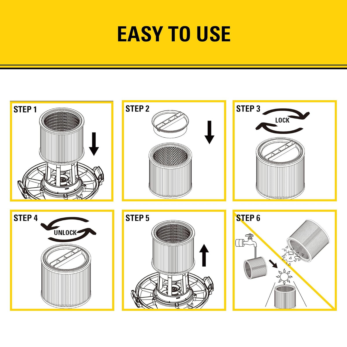 Stanley 08-2501 Filtro de Cartucho para Aspiradoras Húmedas/Secas 5-18 Galones