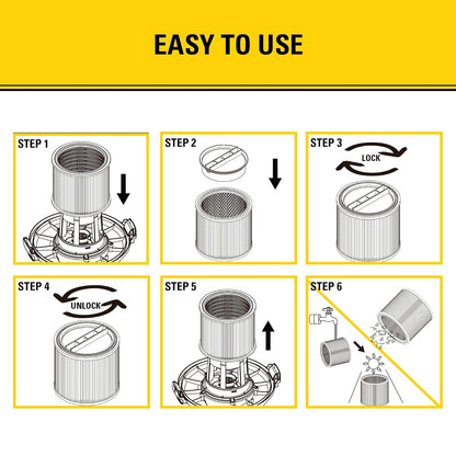 Stanley 08-2501 Filtro de Cartucho para Aspiradoras Húmedas/Secas 5-18 Galones