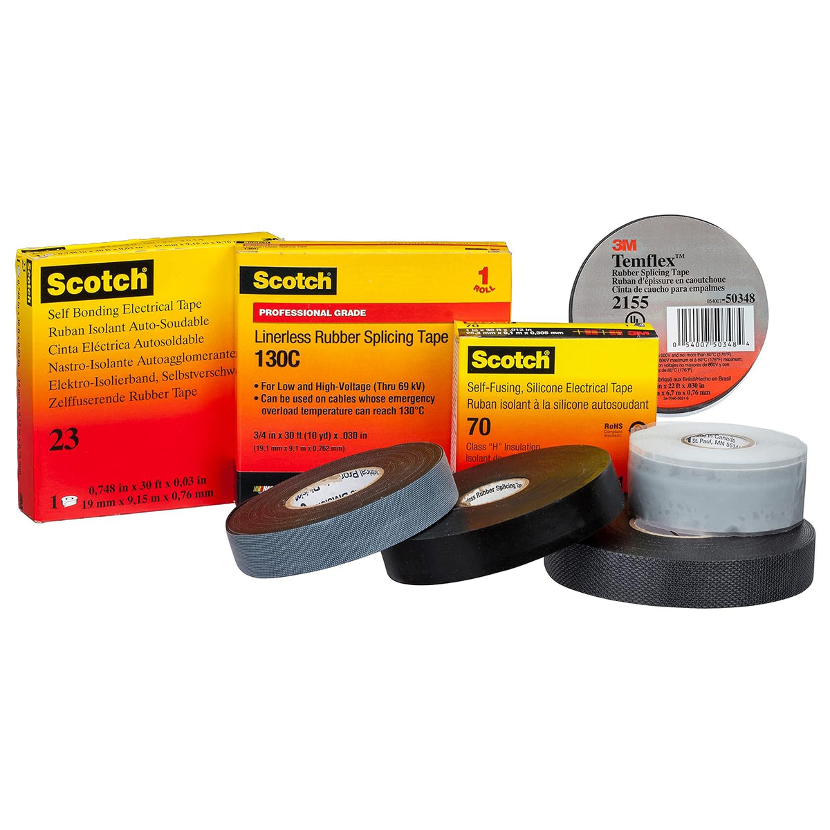 3M(TM) Temflex(TM) Rubber Splicing Tape 2155 - 3/4x22FT | Cinta aislante eléctrica autofusible de uso general