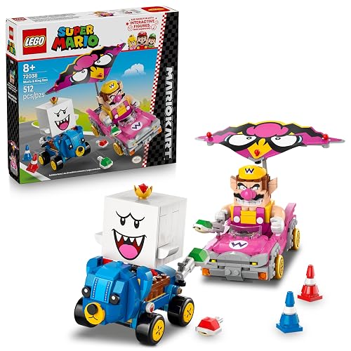 LEGO Super Mario : Mario Kart – Wario y Rey Boo Figuras, Vehículos de Derrape Cuatripeluche y Clásico, Idea de Regalo con Personajes de Nintendo para Niños de 8 Años o Más 72038