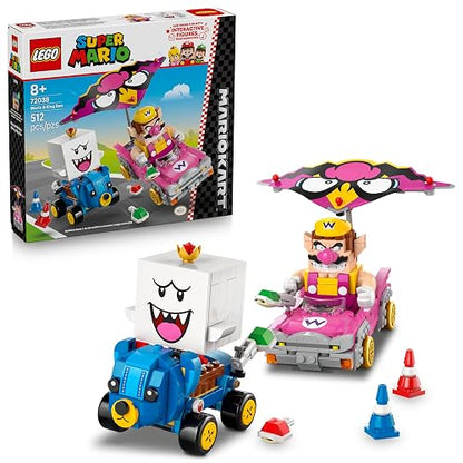LEGO Super Mario : Mario Kart – Wario y Rey Boo Figuras, Vehículos de Derrape Cuatripeluche y Clásico, Idea de Regalo con Personajes de Nintendo para Niños de 8 Años o Más 72038