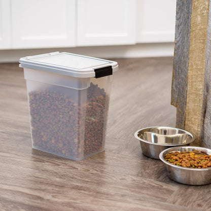 IRIS USA Contenedor para Alimento de Perro, Hasta 10 lb, Transparente/Gris | Libre de BPA, sello hermético, ideal para comida de gatos, semillas de aves, alimento de pollo, juguetes, premios y pellets