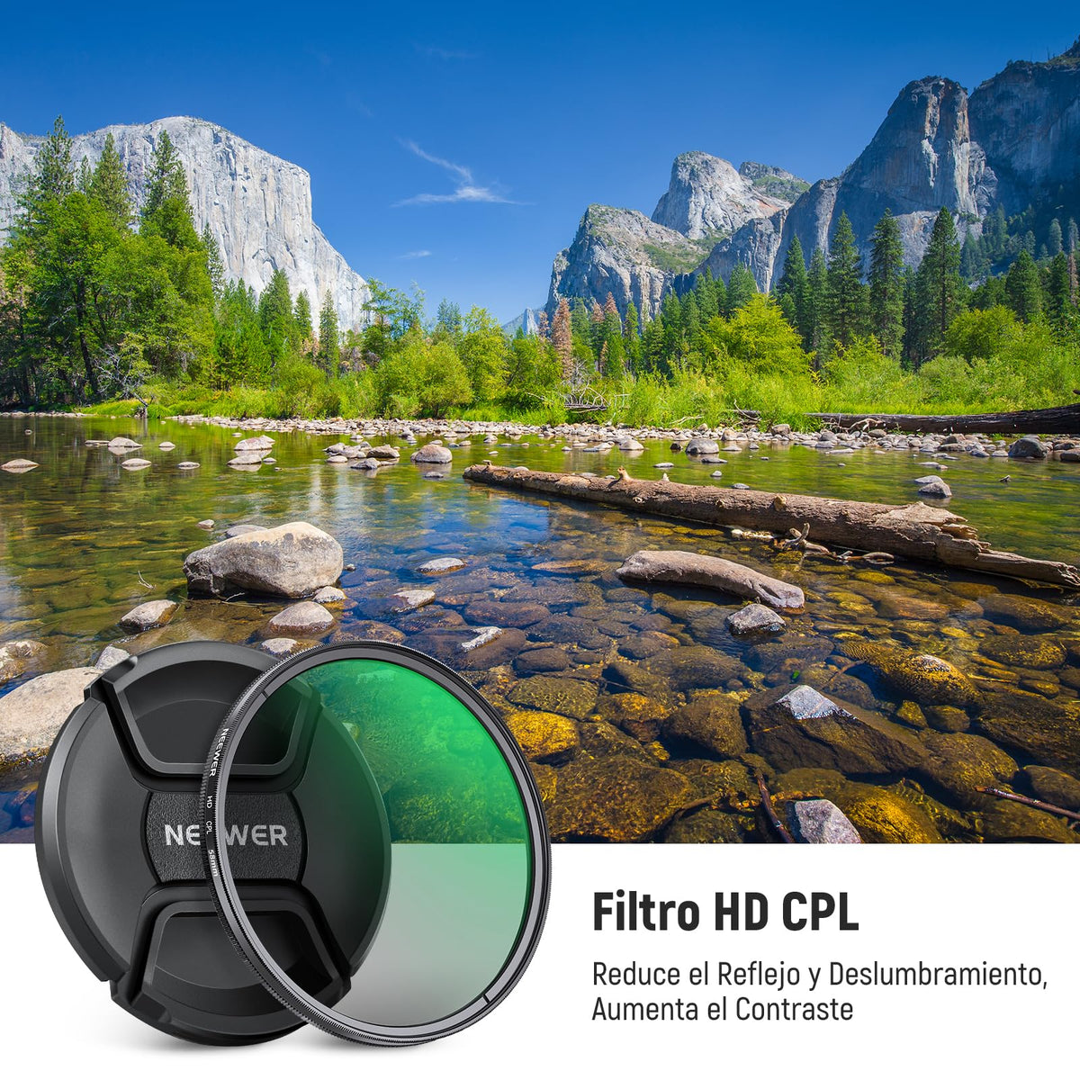 NEEWER 58mm Filtro CPL con Tapa Lente, Filtro Polarizador Circular Ultradelgado Multirresistente con Nanorrecubrimiento con Vidrio Optico HD para Lente Cámara, Reduce Reflejo y Deslumbramiento