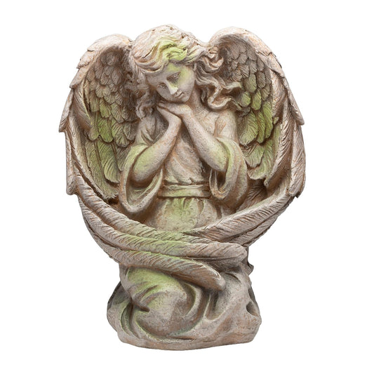 Alpine Corporation 19" Tall Old World Guardian Angel Outdoor Garden Statue