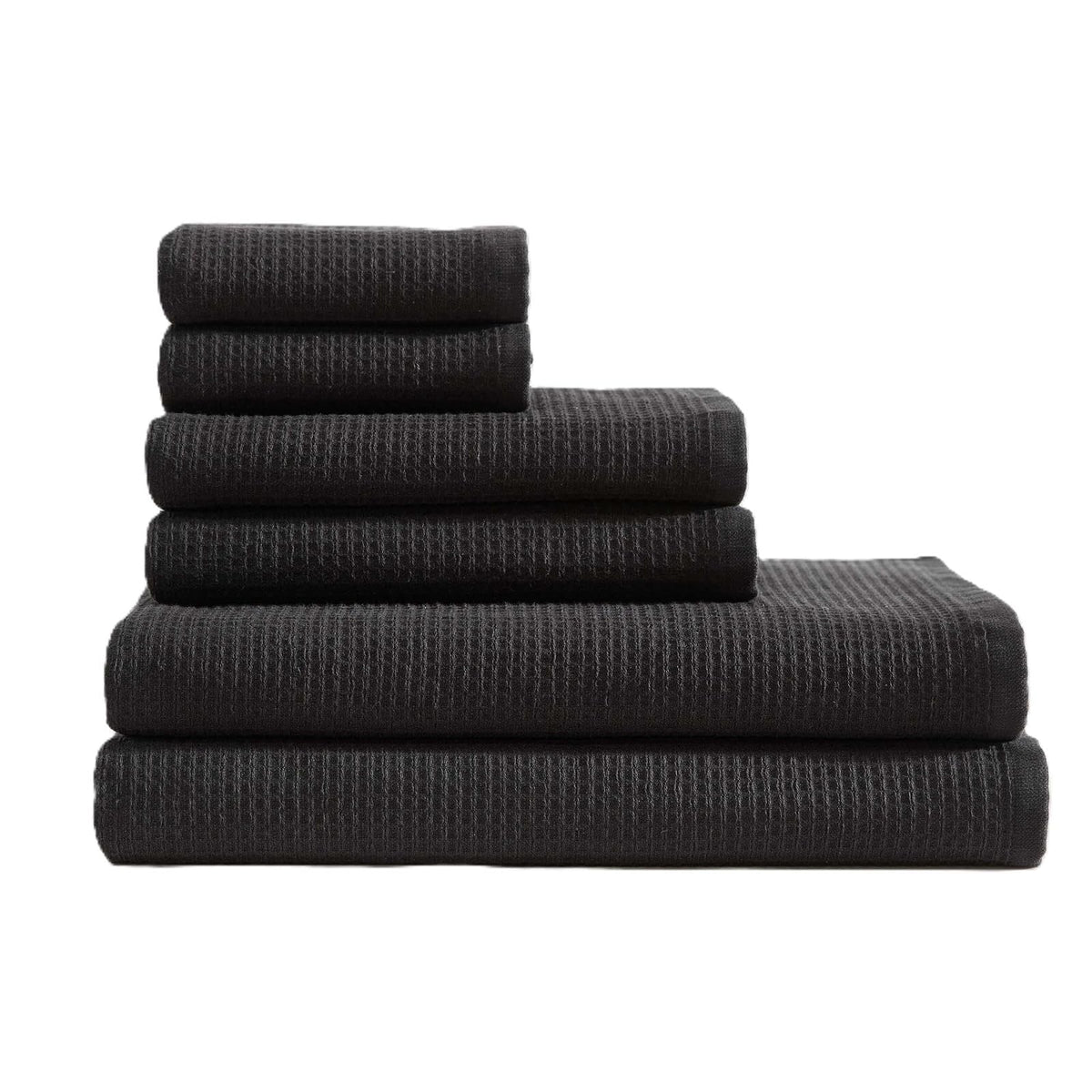 Calvin Klein - Juego de Toallas de baño, algodón Suave con Frente de gofre Texturizado y Espalda de Rizo, Ligero de 650 g/m², Juego de 6 Piezas Incluye Toallas de baño, Mano y Punta de los Dedos con