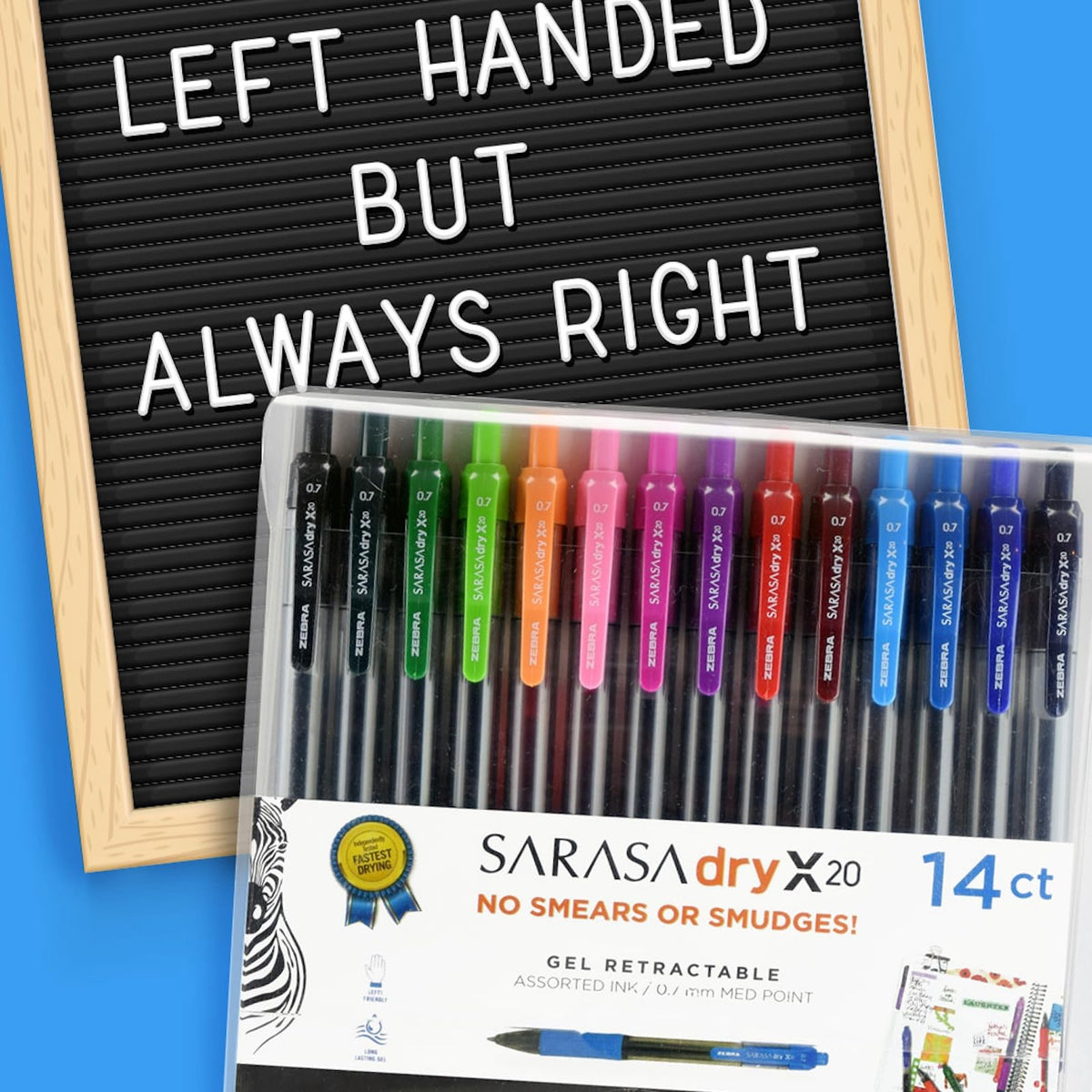 Zebra Sarasa Rapid Dry Ink Gel Retractable Pen, 0.7mm, Fashion Assorted, 14 Pack (46824)