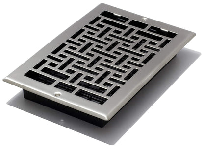 Decor Grates - Registro, diseño oriental, Acabado cepillo níquel (Brushed Nickel Finish)