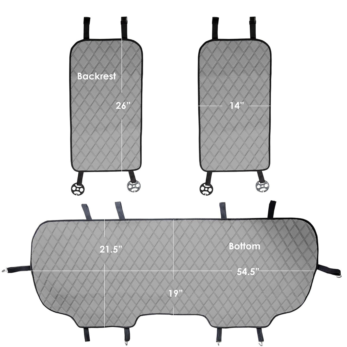 FH Group FH1028GRAY-AVC Juego de Cojines de Asiento Trasero de Piel Sintética Ajuste Universal, Gris