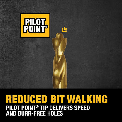 DEWALT DW1354 Juego de 14 Brocas Recubiertas de Titanio, Pilot Point