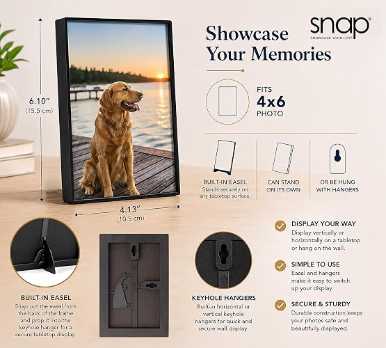 Snap 02P991C Front Loading Narrow Photo Frame for Wall or Tabletop Display, 4" x 6", Set of 12