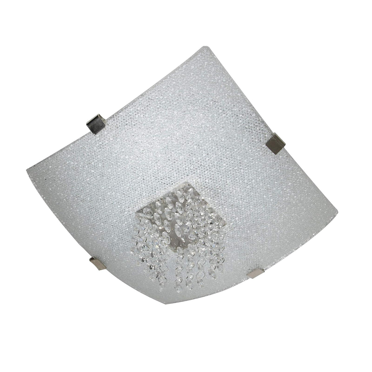 MAXXI HB-PF8028 Plafón Cuadrado Vidrio Decorado con Aplicaciones, 29 cm
