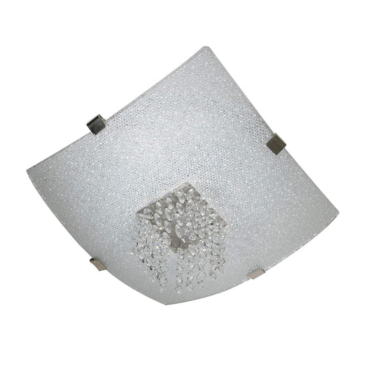MAXXI HB-PF8028 Plafón Cuadrado Vidrio Decorado con Aplicaciones, 29 cm