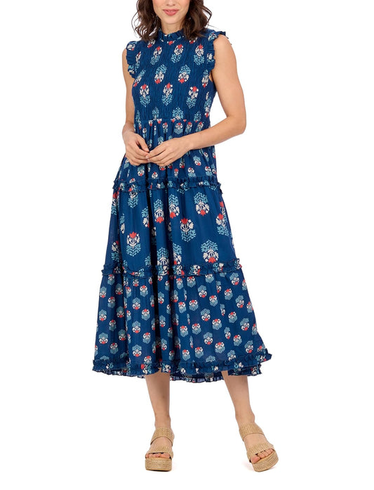 Mud Pie Women's Ward Smocked Midi Dress Vestido Mujer