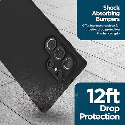 Case-Mate Samsung Galaxy S23 Ultra Case [3in1] with FlexiShield Screen Protector & Camera Lens Protector [6.8"] [12FT Drop Protection] [Wireless Charging] Tough Black Phone Case -Rugged, Anti-Scratch