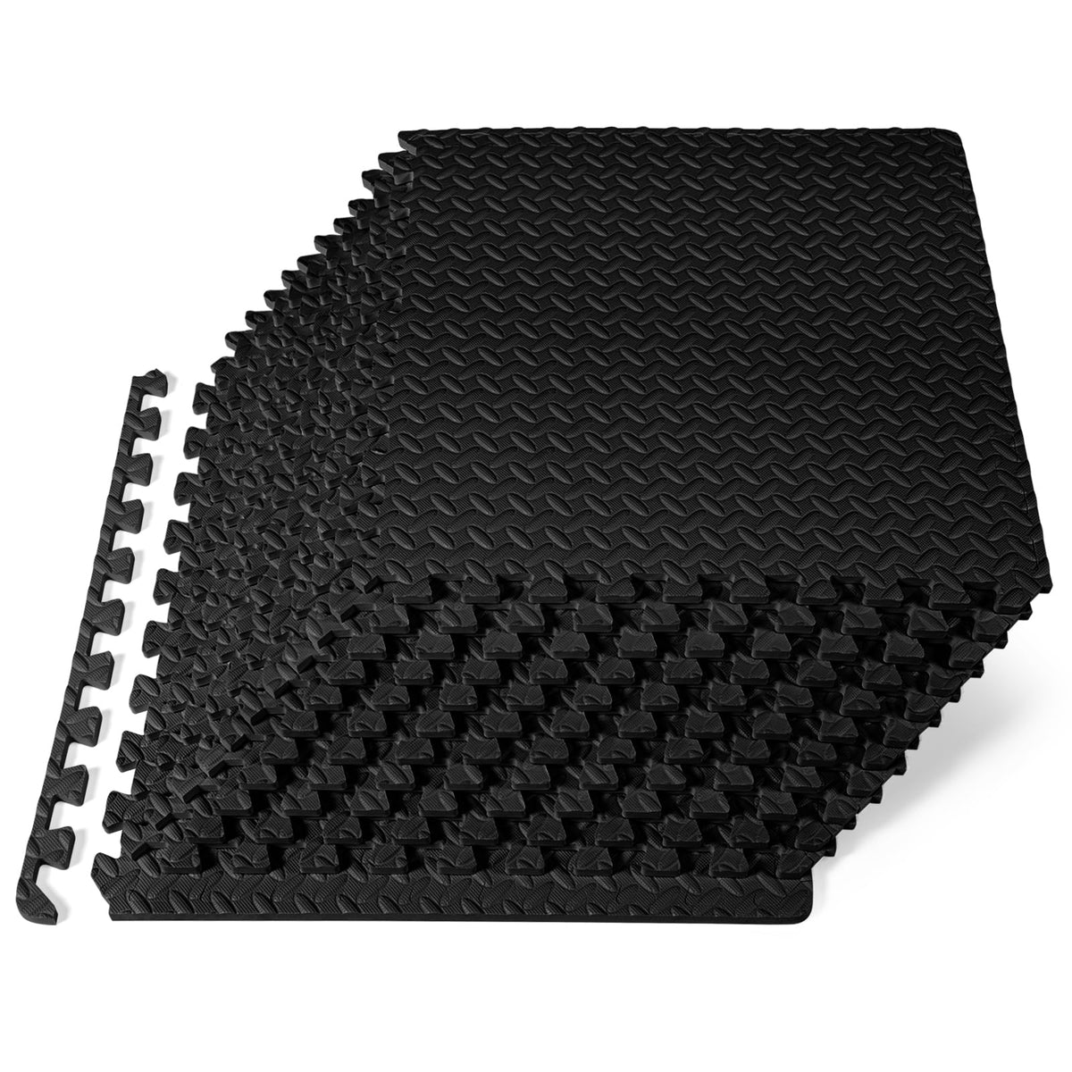ProsourceFit Tapete de Ejercicio EVA 48 pies² 12 Piezas - Black - 66L x 66An x 1.3E cm