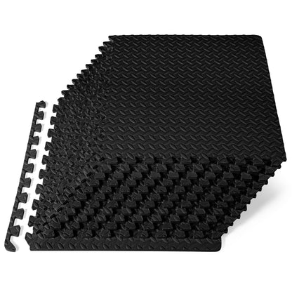 ProsourceFit Tapete de Ejercicio EVA 48 pies² 12 Piezas - Black - 66L x 66An x 1.3E cm
