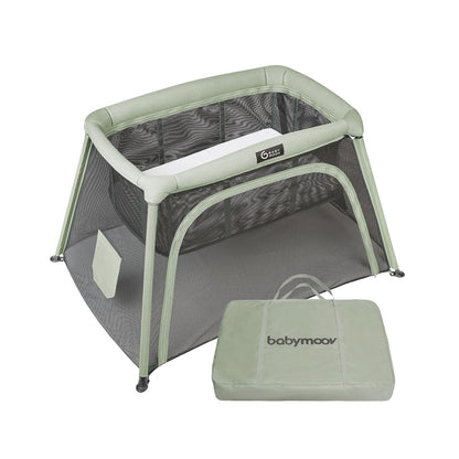 Babymoov Moov & Comfy Cuna de Viaje y Corral 3 en 1, Cama Portátil para Bebé, Bassinet y Playard para Casa, Viajes, Siestas y Juego, Práctico para Uso Diario, Verde Salvia