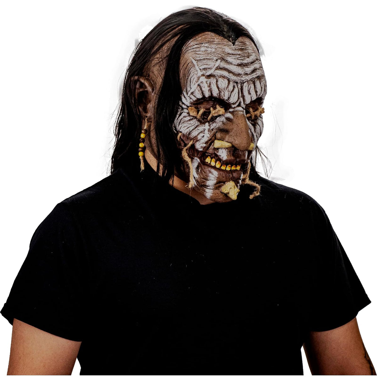 Ghoulish Productions Máscara De Látex Shuar Enemy, Accesorio Látex Cosplay Enemigo Voodoo, Disfraz Aterrador para Halloween y Fiestas Temáticas, Cosplay Magia Vudú, Diseño Artesanal