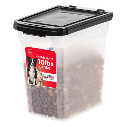 IRIS USA Contenedor Hermético para Alimento de Mascota, Libre de BPA - Claro - Negro - 10 lbs