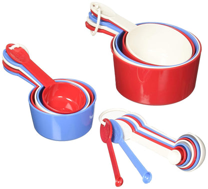 prepworks from Progressive International - Juego de 19 utensilios, 9 cucharas y 10 tazas medidoras, rojo/blanco/azul
