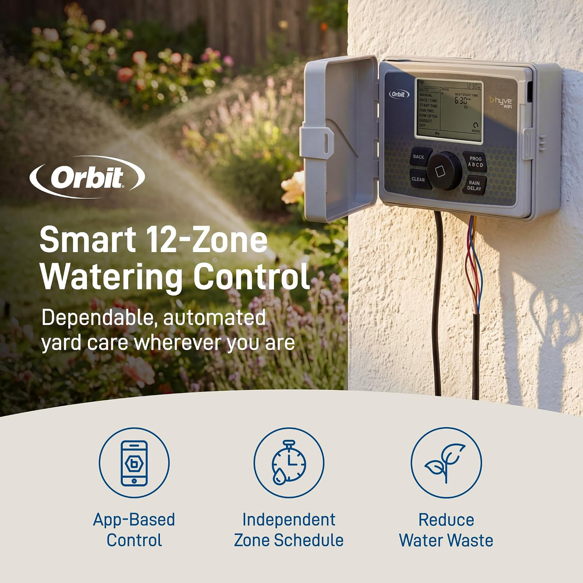 Orbit 57950 B-hyve Smart Indoor/Outdoor 12-Station WiFi Sprinkler System Controller
