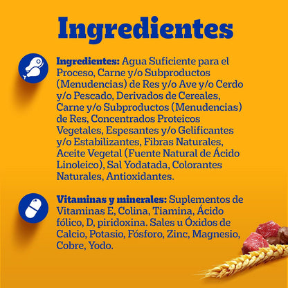 Pedigree - Sobres para Perro Adulto, 24 Sabor Res y 24 Sabor Pollo, Omega 6, Antioxidantes y Vitamina E, Pack de 48 Sobres