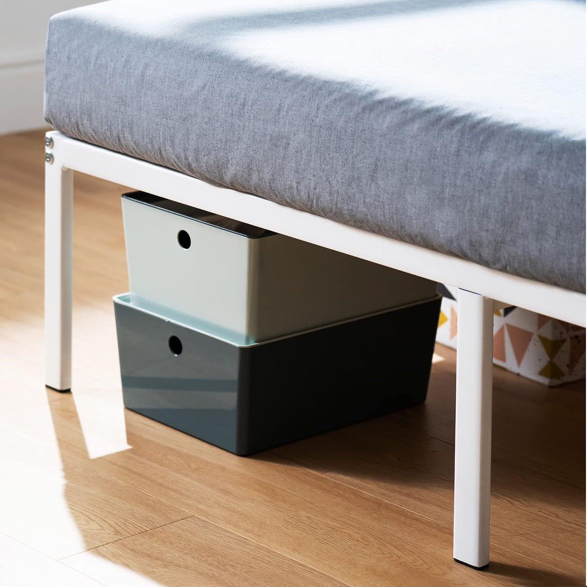 Best Price Mattress - Marco de Cama de Plataforma de Metal de 14 Pulgadas, Listones de Acero Resistente, Blanco, Individual