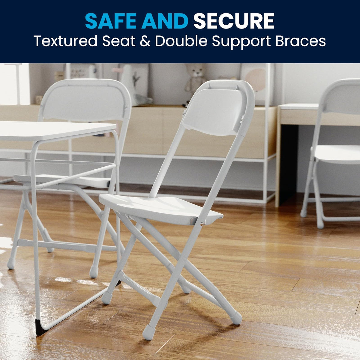 Kids White Plastic Folding Chair