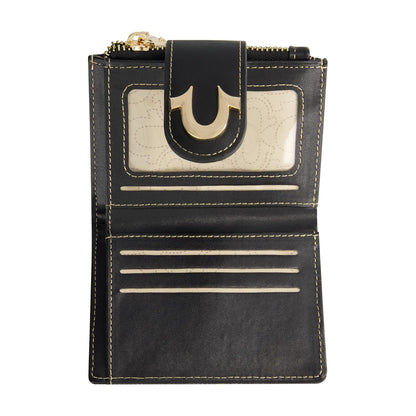 True Religion - Mini portafolios para mujer, logotipo de herradura, pequeño y compacto, negro, talla única, Negro -