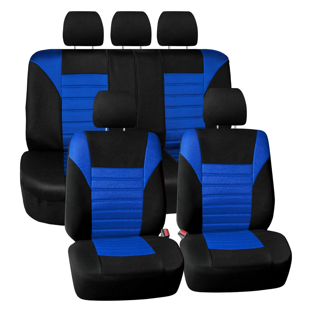 FH Group FB068PURPLE115 - Funda de Asiento de Automóvil Universal púrpura (Compatible con Malla de Aire de diseño en 3D Premium y Banco Trasero Dividido), Azul