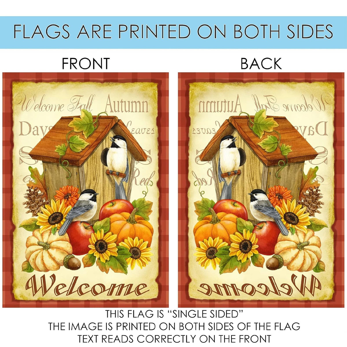 Toland Home Garden 102503 - Bandera de otoño de pájaros de otoño, 28 x 40 pulgadas, doble cara para decoración de patio de al aire última intervensión