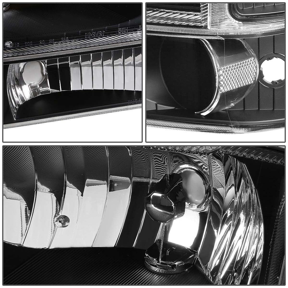 DNA Motoring Conjunto de Faros Delanteros HL-OH-F99SD4P-BK-CL1 para Ford Excursion 2000-2004/F-250/F-350/F-450/F-550 SD 1999-2004