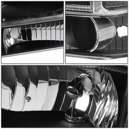 DNA Motoring Conjunto de Faros Delanteros HL-OH-F99SD4P-BK-CL1 para Ford Excursion 2000-2004/F-250/F-350/F-450/F-550 SD 1999-2004