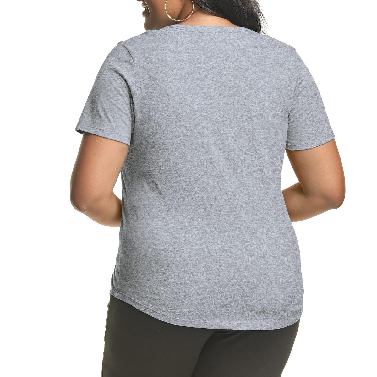 Hanes Women's Just My Size Plus Size Cotton Jersey T-Shirt, Short Sleeve V-Neck tee