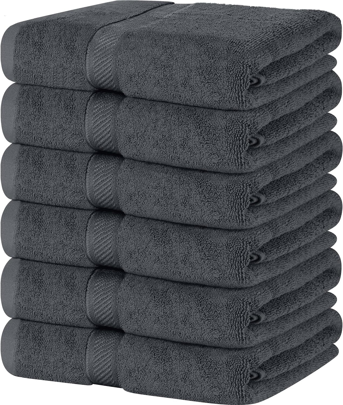 SIMPLI-MAGIC Toallas de baño de algodón, 25 x 50 Pulgadas, Gris, Paquete de 6