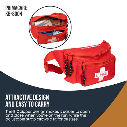 Primacare KB-8004 Riñonera Vacía de Primeros Auxilios para Emergencia, 8 x 5 x 3 Pulgadas, Rojo