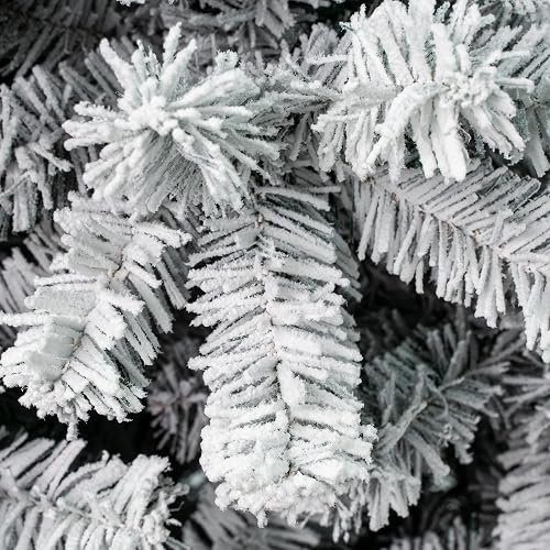 National Tree Company First Traditions - Árbol de Navidad Flocado de Acacia Mediano, 6 pies