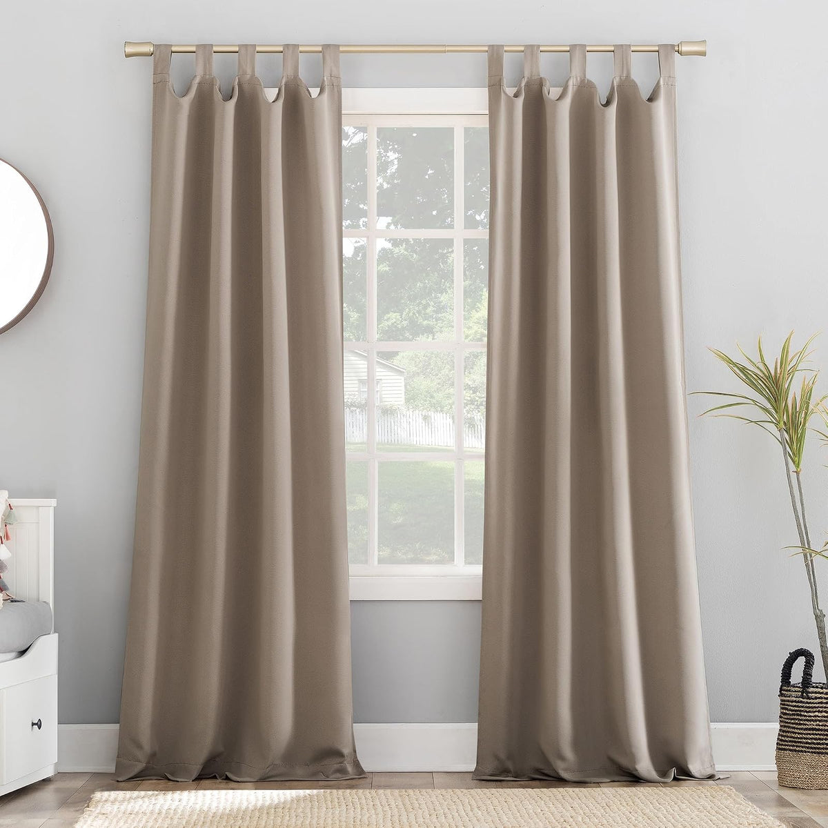 Sun Zero Panel de Cortina Blackout Easton, 40 x 95 in, Perla - Piedra - 101.6An x 213.4Al cm (1 Paneles)