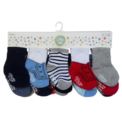 Little Me Baby 20 Piece Assorted Socks, Boys', Multi, 0-12/12-24 Months