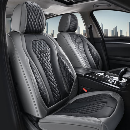 Coverado Funda de Asiento de Auto en Piel, Ajuste Universal - Gris - Negro - FrontPair