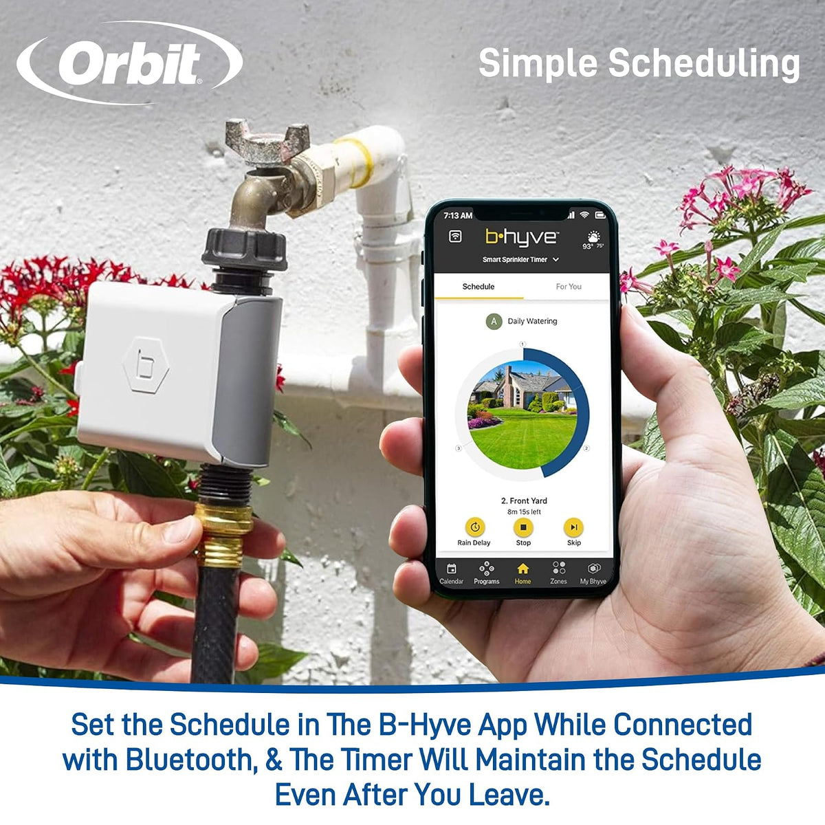 Orbit 21005 B-hyve Temporizador de Grifo de Manguera Bluetooth, Gris