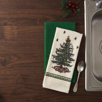 Spode - Juego de Toallas de 3 Piezas, Toallas de Cocina de algodón Suave y Absorbente, decoración del hogar de día Festivo, colección de árbol de Navidad