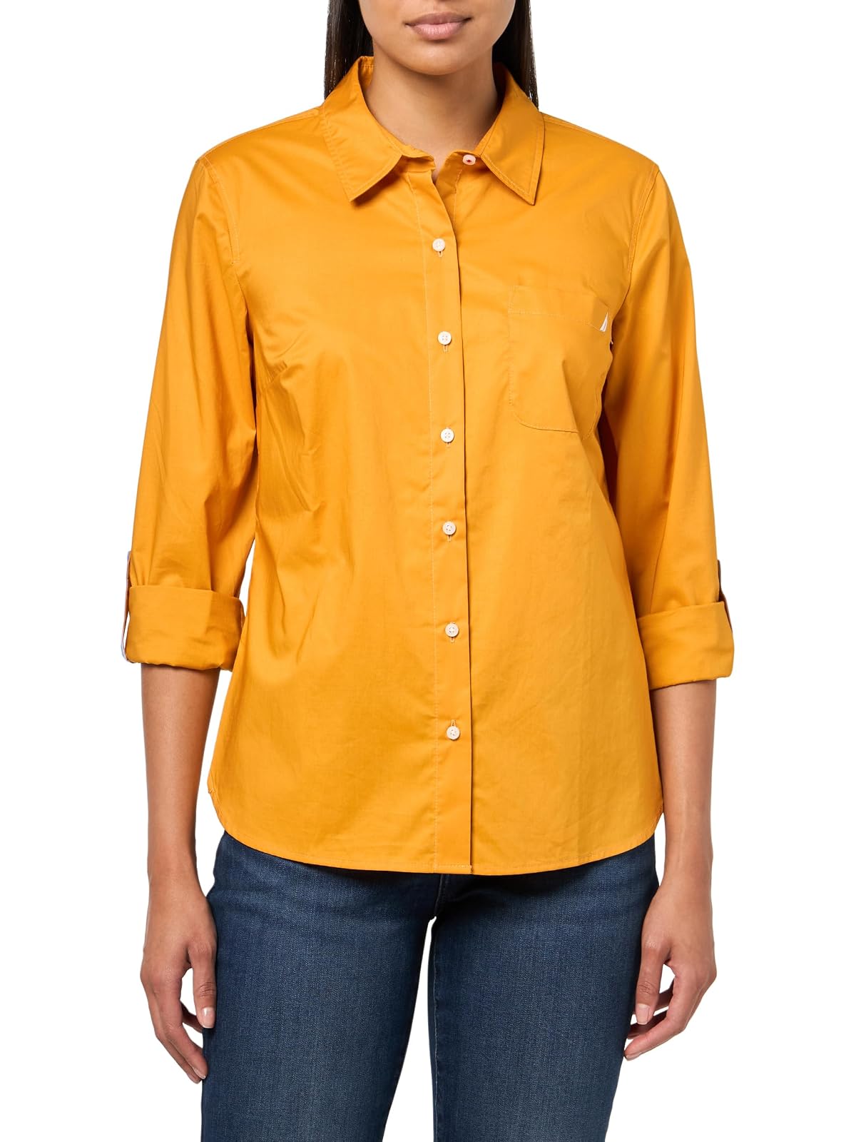 Nautica Camisa de Mezclilla Manga Larga con Botones para Mujer - XS - Girasol