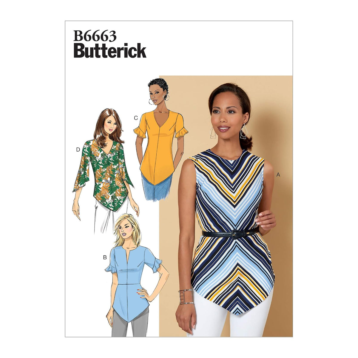 Butterick B6663E5 - Patrones de costura para blusa semiajustada para mujer, tallas 14 a 22