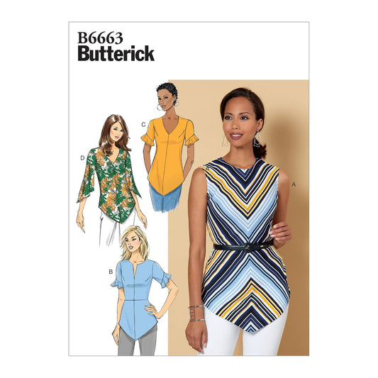 Butterick B6663E5 - Patrones de costura para blusa semiajustada para mujer, tallas 14 a 22